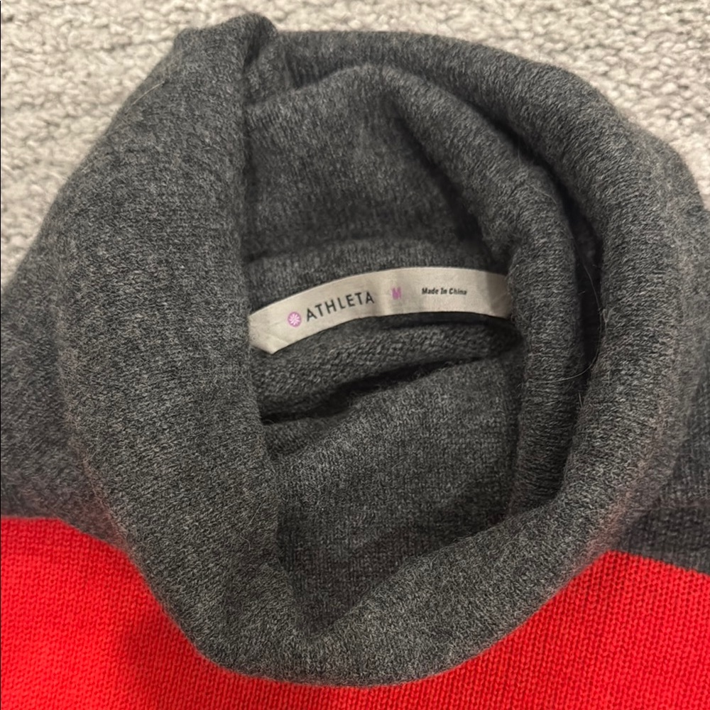 Athleta Red Color-Block Cowl & Turtleneck Cashmer… - image 2